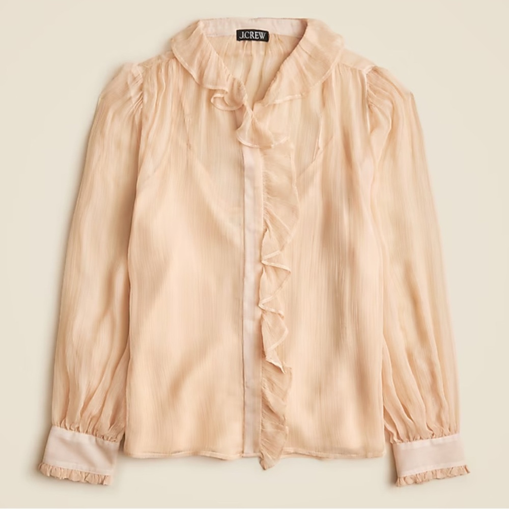 J. Crew ruffle blouse in crinkle chiffon women’s size 8